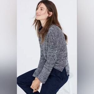 MADEWELL Women's Navy Marled Mock Neck Sweater Medium